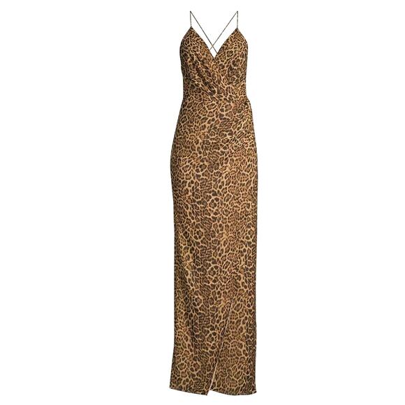 Jay Godfrey Leopard Print Maxi Dress Size 6 Strappy Evening Gown - Picture 1 of 9